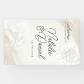 Blütenblüten auf weißen Peonies Banner (Horizontal)