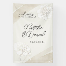 Blütenblüten auf weißen Peonies Banner
