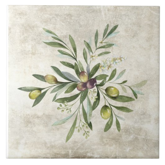 Blütenblüten aus rustikalem Olive & Branchen Fliese (Vorderseite)