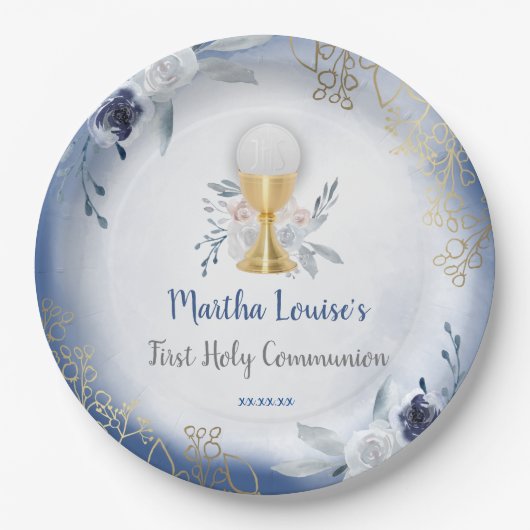 Blütenblüten der Heiligen Kommunion Pappteller (Vorderseite)