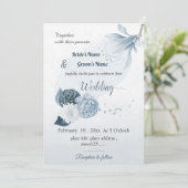 Blütenblüten der Marine botanische Hochzeit Einladung (Stehend Vorderseite)