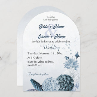 Blütenblüten der Marine botanische Hochzeit Einladung