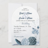 Blütenblüten der Marine botanische Hochzeit Einladung (Vorderseite)