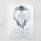 Blütenblüten der Marine botanische Hochzeit Save The Date (Vorderseite)