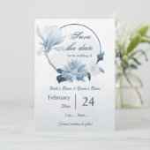 Blütenblüten der Marine botanische Hochzeit Save The Date (Stehend Vorderseite)