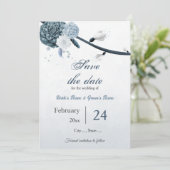 Blütenblüten der Marine botanische Hochzeit Save The Date (Stehend Vorderseite)
