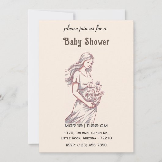 Blütenblüten der Mutterschaft: Blumenkartentuch Einladung (Vorderseite)