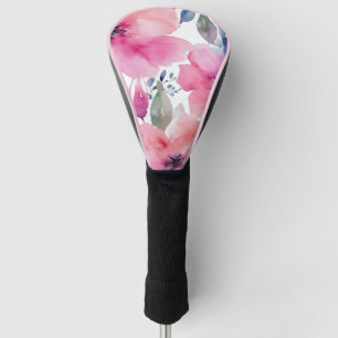 Blütenblüten   Wasserfarbe Rosa Blumen Gemalt Golf Headcover