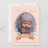 Blütenblütenbaby-Foto Dankeskarte (Vorderseite)