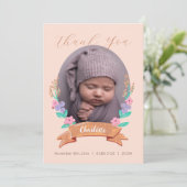 Blütenblütenbaby-Foto Dankeskarte (Stehend Vorderseite)