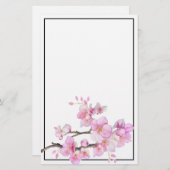 Blütenblütenblütenblüten in Aquarellfarbe Briefpapier (Vorne/Hinten)