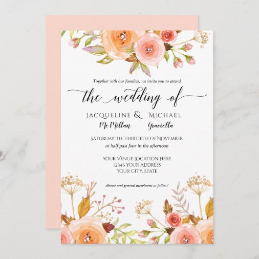 Blütenblütenblütenblütenblütenblätter, Rose Leaf F Einladung (Vorne/Hinten)