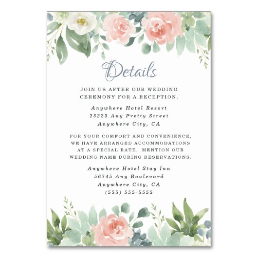 Blütenblütenblütenblütenkarten für Hochzeiten Tischnummer (Vorderseite)