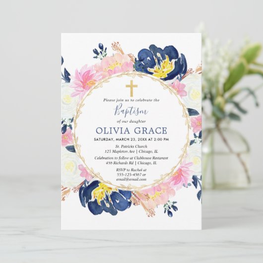 Blütenblütenblütenblütenpink Einladung (Stehend Vorderseite)