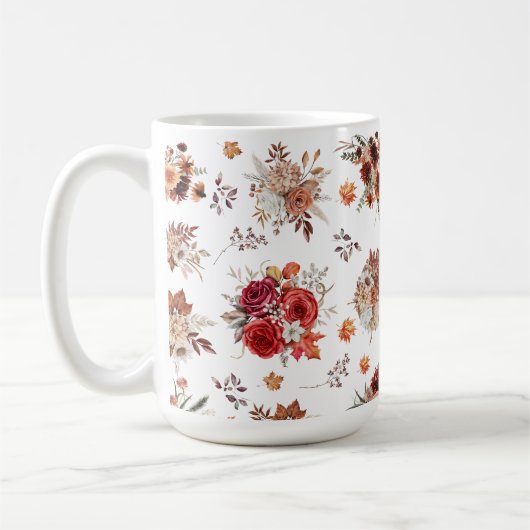 Blütenblütenblütenmuster Herbstmuster Kaffeetasse (Links)