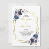 Blütenblütenblütenpink Geometric Floral Wedding Einladung (Vorderseite)