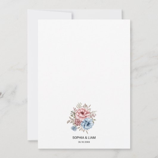 Blütenblütenblütenpink Geometric Floral Wedding Einladung (Rückseite)