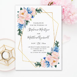 Blütenblütenblütenpink Geometric Floral Wedding Einladung