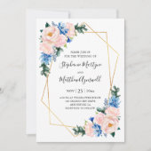 Blütenblütenblütenpink Geometric Floral Wedding Einladung (Vorderseite)