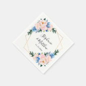 Blütenblütenblütenpink Geometric Floral Wedding Serviette (Ecke)