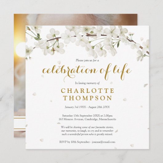 Blütenblütenfest - Foto des Lebens Einladung (Vorne/Hinten)