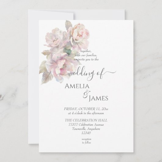 Blütenblütenhochzeit Einladung (Vorderseite)