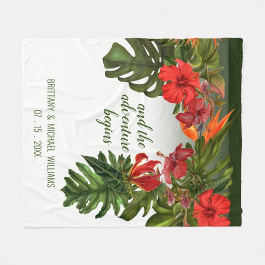 Blütenblütenhochzeit in tropischer Brise Fleecedecke (Vorderseite (Horizontal))