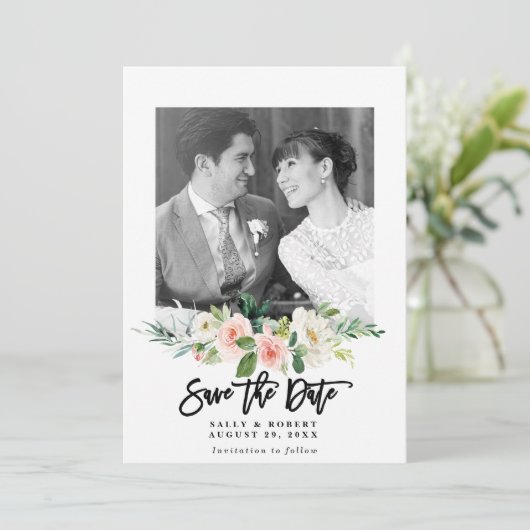 Blütenblütenhochzeit speichern Sie die Dattelkarte Dankeskarte (Stehend Vorderseite)