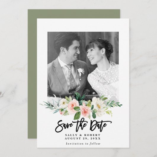 Blütenblütenhochzeit speichern Sie die Dattelkarte Dankeskarte (Vorne/Hinten)