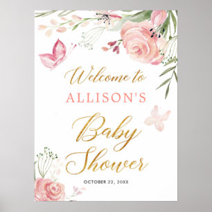 Blütenblütenmädchen Babydusche Begrüßungszeichen Poster