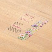 Blütenblütenpink lila Baby Dusche Acryleinladungen (Ablage )