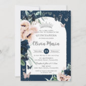 Blütenblütenschmetterlinge Quinceañera Einladung (Vorderseite)