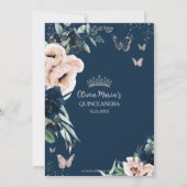 Blütenblütenschmetterlinge Quinceañera Einladung (Rückseite)