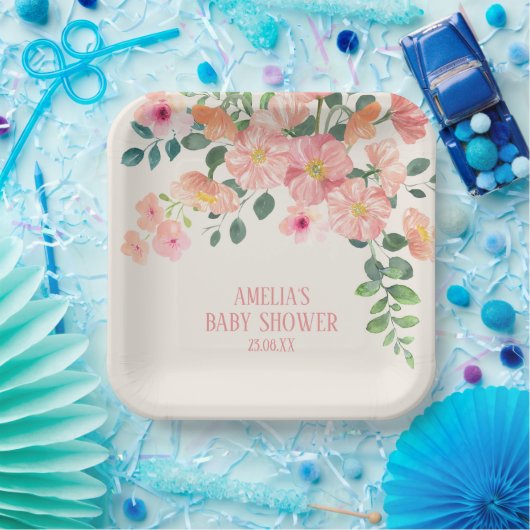 Blütenblütenschwule Mädchen-Babydusche Pappteller (Party)