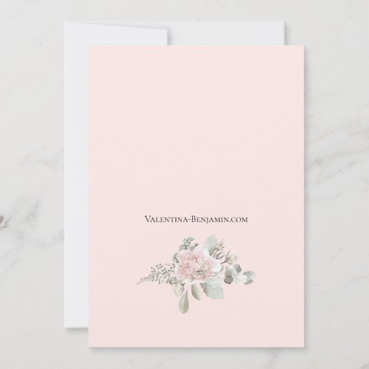 Blütenblütenstaubige Rose boho chic Einladung (Rückseite)