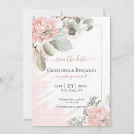 Blütenblütenstaubige Rose Boho schicke Hochzeit re Save The Date