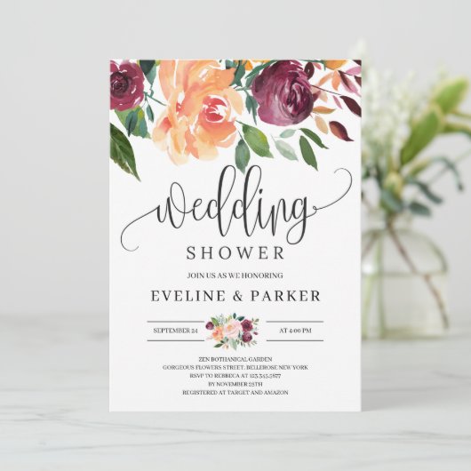 Blütenborange Polterabend lädt ein Einladung (Stehend Vorderseite)