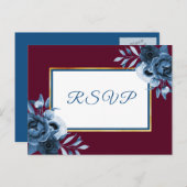 Blütenbordeaux-UAWG Einladungspostkarte (Vorne/Hinten)