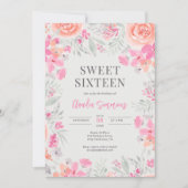 Blütenbotanischer Garten pinkfarbener Pfirsichkrau Einladung (Vorderseite)