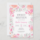 Blütenbotanischer Garten pinkfarbener Pfirsichkrau Einladung (Vorderseite)