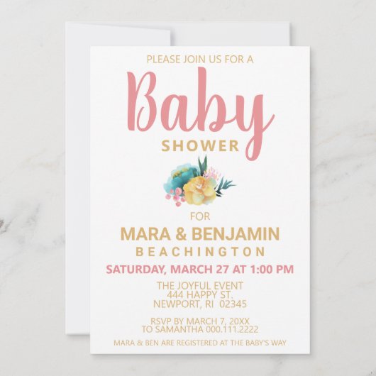 *~* Blütenbrauen-Süßbärendusche Einladung (Rückseite)