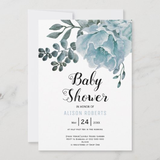 Blütenbraun-Blütendusche Einladung (Vorderseite)