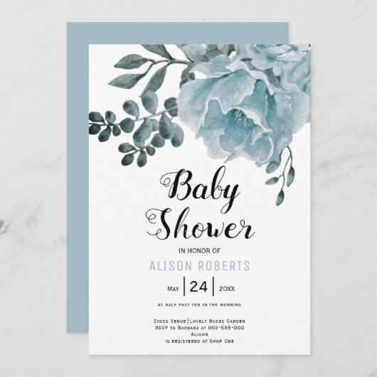 Blütenbraun-Blütendusche Einladung (Vorne/Hinten)