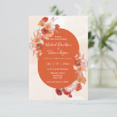 Blütenbraun-braune Hochzeit Einladung (Stehend Vorderseite)