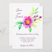 Blütenbraun-Hochzeit in Rosa Einladung (Vorne/Hinten)