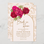 Blütenbraun in Rose und Brautparty mit goldenem Bl Einladung (Vorne/Hinten)