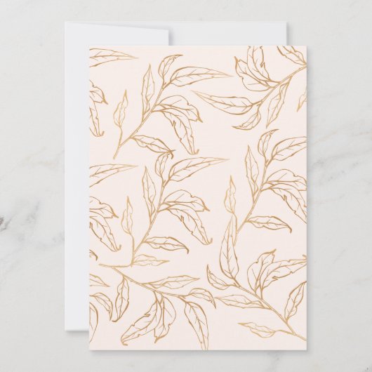 Blütenbraun in Rose und Brautparty mit goldenem Bl Einladung (Rückseite)