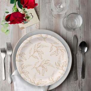 Blütenbraun in Rose und Brautparty mit goldenem Bl Pappteller