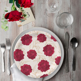 Blütenbraun in Rose und Brautparty mit goldenem Bl Pappteller