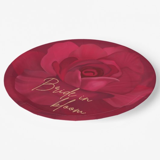 Blütenbraun in Rose und Brautparty mit goldenem Bl Pappteller (Schrägansicht)